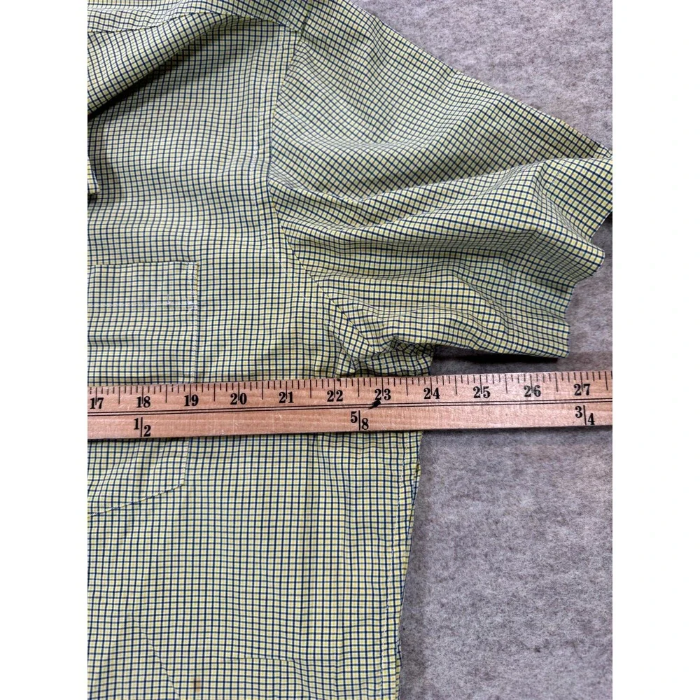 Banana Republic Stretch Shirt Mens Large Green Micro Check Cotton Button Up